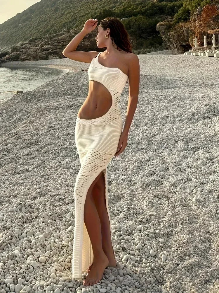 Barra Grande Knit Wrap Beach Maxi Dress Cut Out Beachwear Cover Up