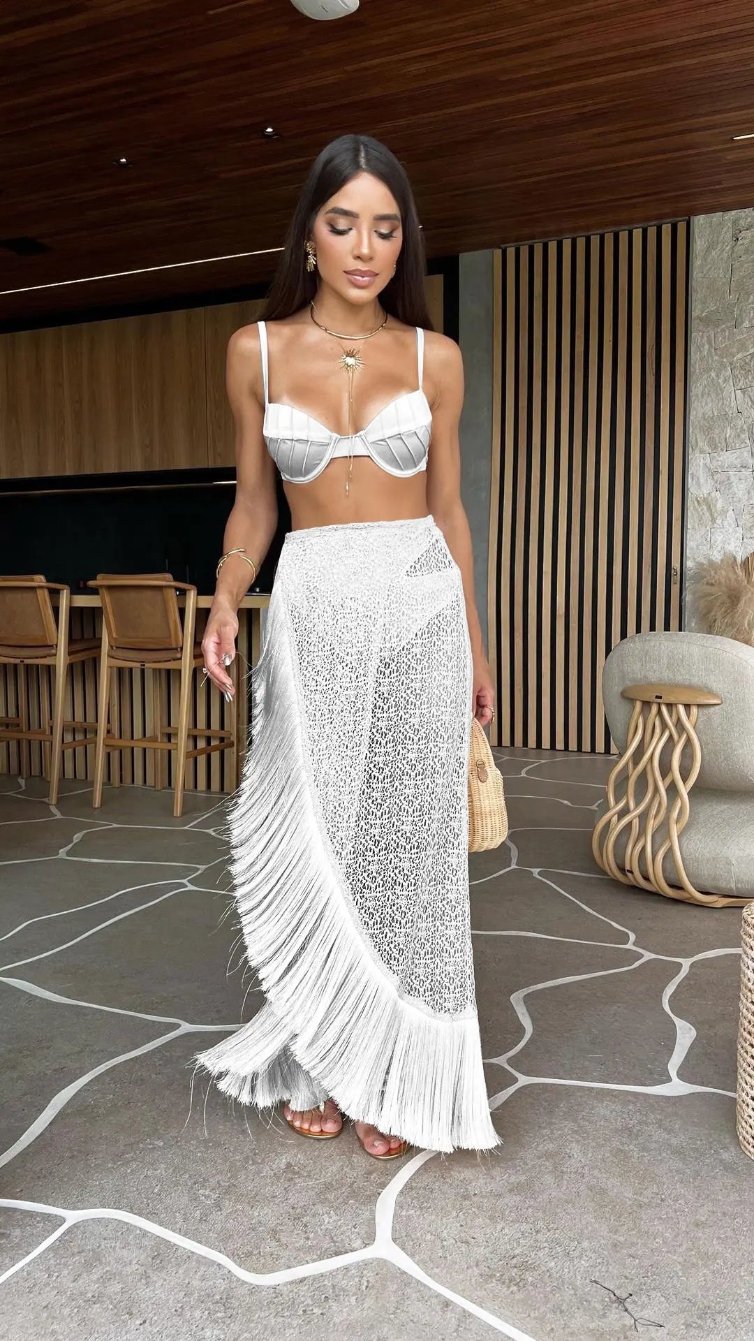 São Miguel dos Milagres Sexy Tassels Skirt Sets Women