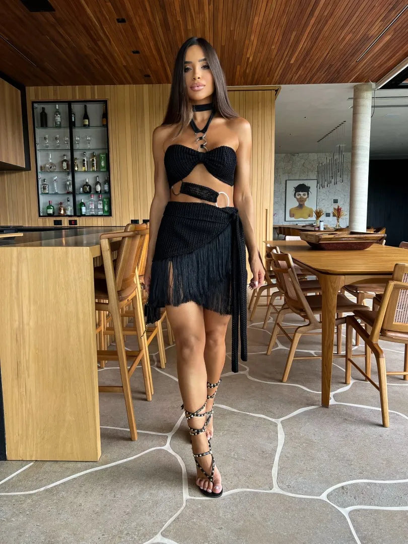 São Miguel dos Milagres Sexy Tassels Skirt Sets Women