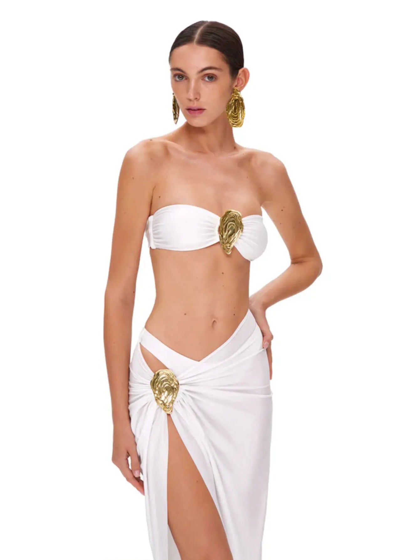 Lagoinha Buckle Off Shoulder Bikini With Skirt