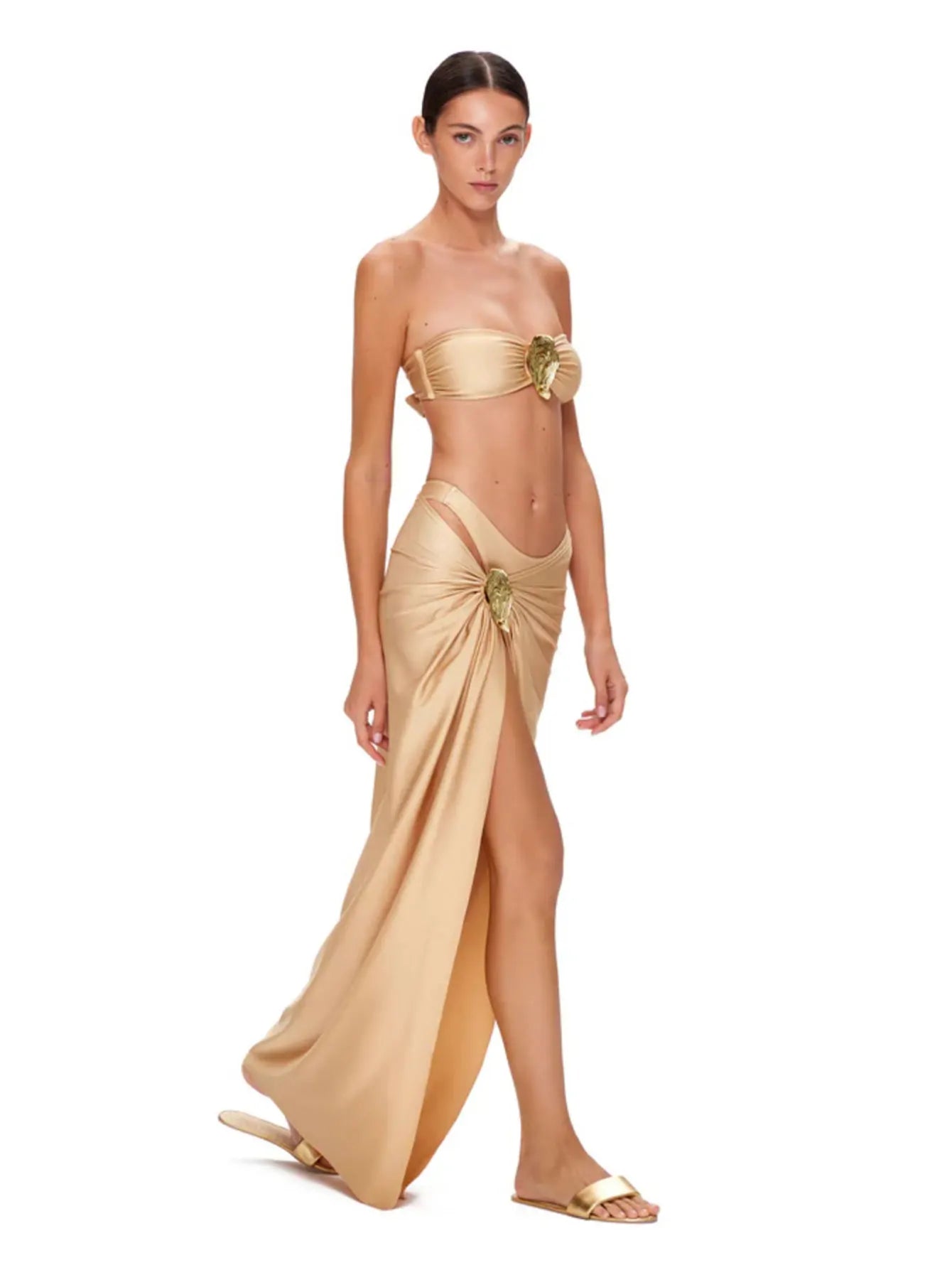 Lagoinha Buckle Off Shoulder Bikini With Skirt