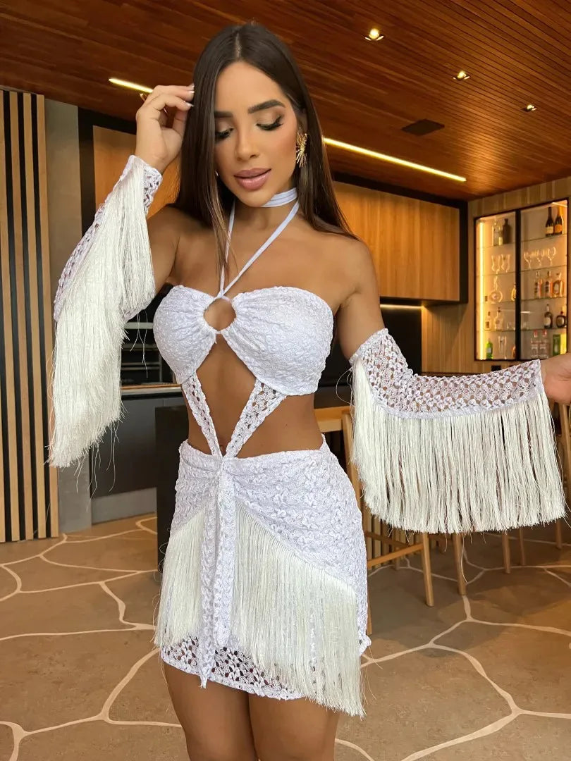 São Miguel dos Milagres Sexy Tassels Skirt Sets Women