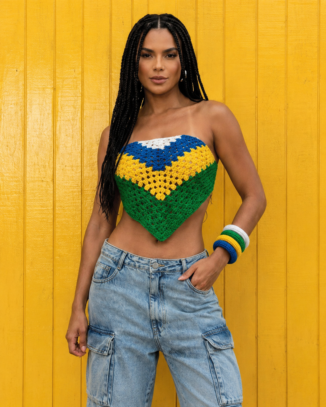 Handmade Brazil Crochet Set – Multi-Way Top, Headpiece, Wrap