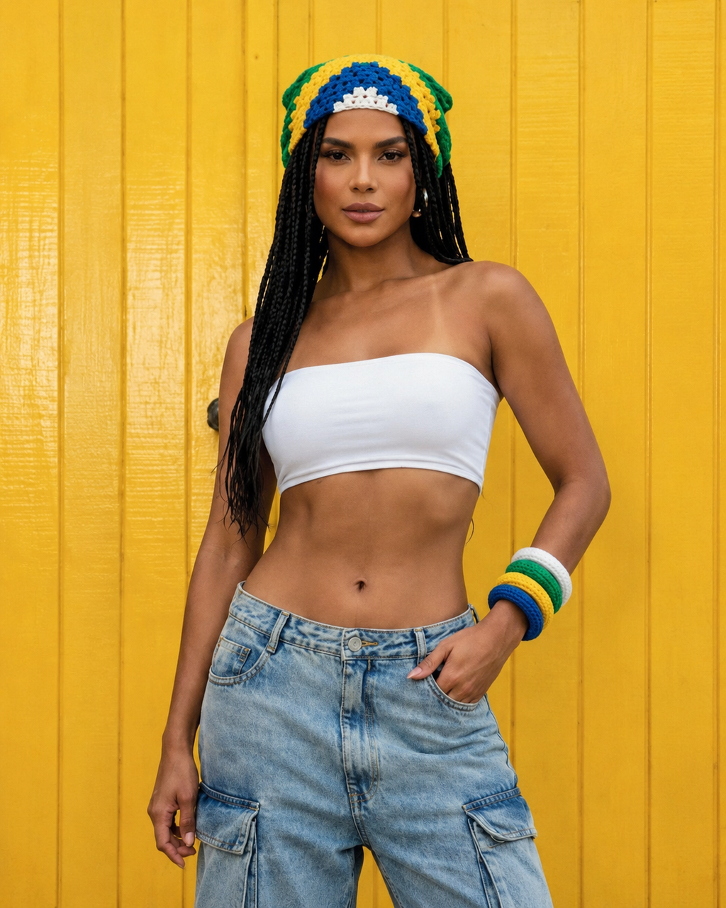 Handmade Brazil Crochet Set – Multi-Way Top, Headpiece, Wrap