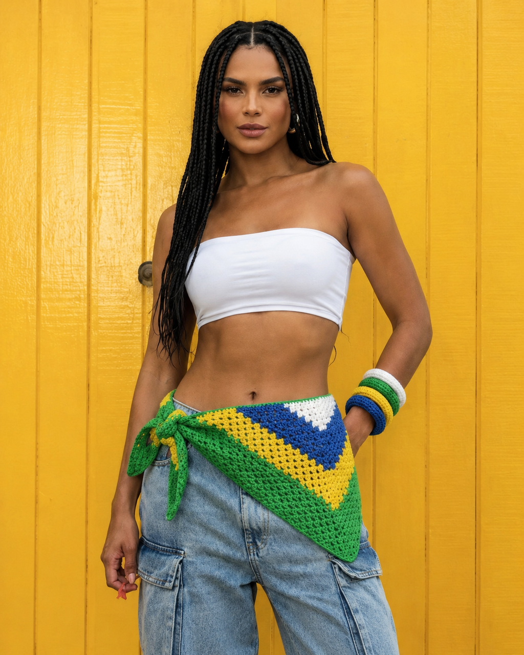 Handmade Brazil Crochet Set – Multi-Way Top, Headpiece, Wrap