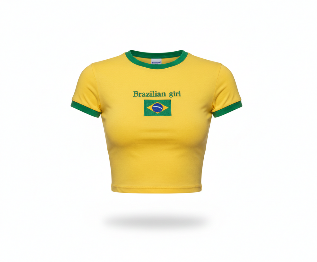 Brazil Embroidered Slim Tee
