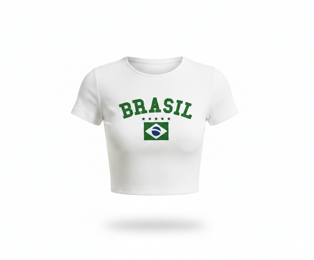 Brazil Graphic Crop Tee – Slim Fit