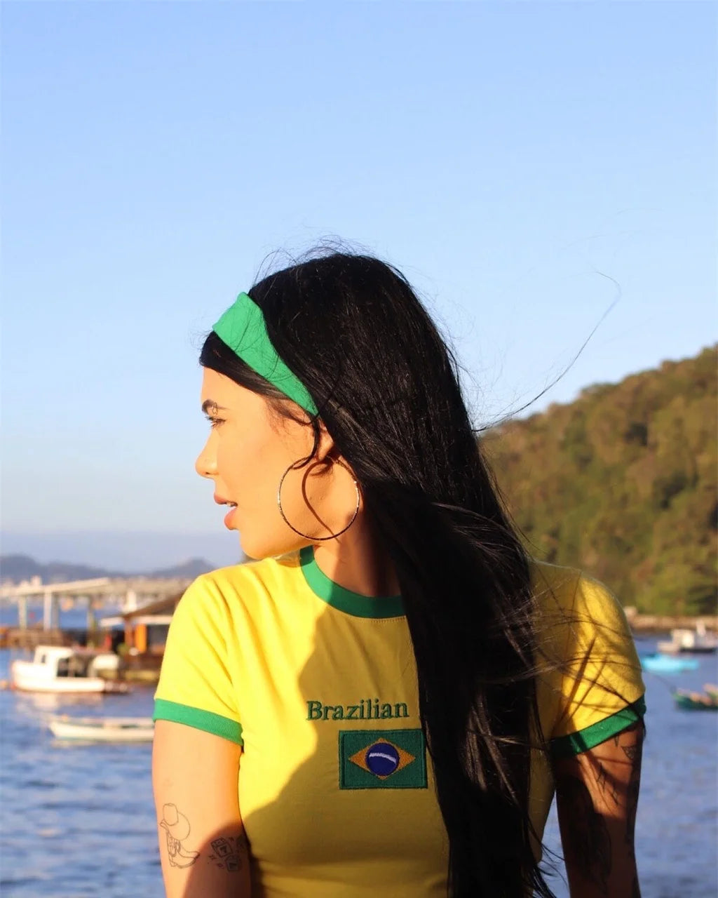 Brazil Embroidered Slim Tee