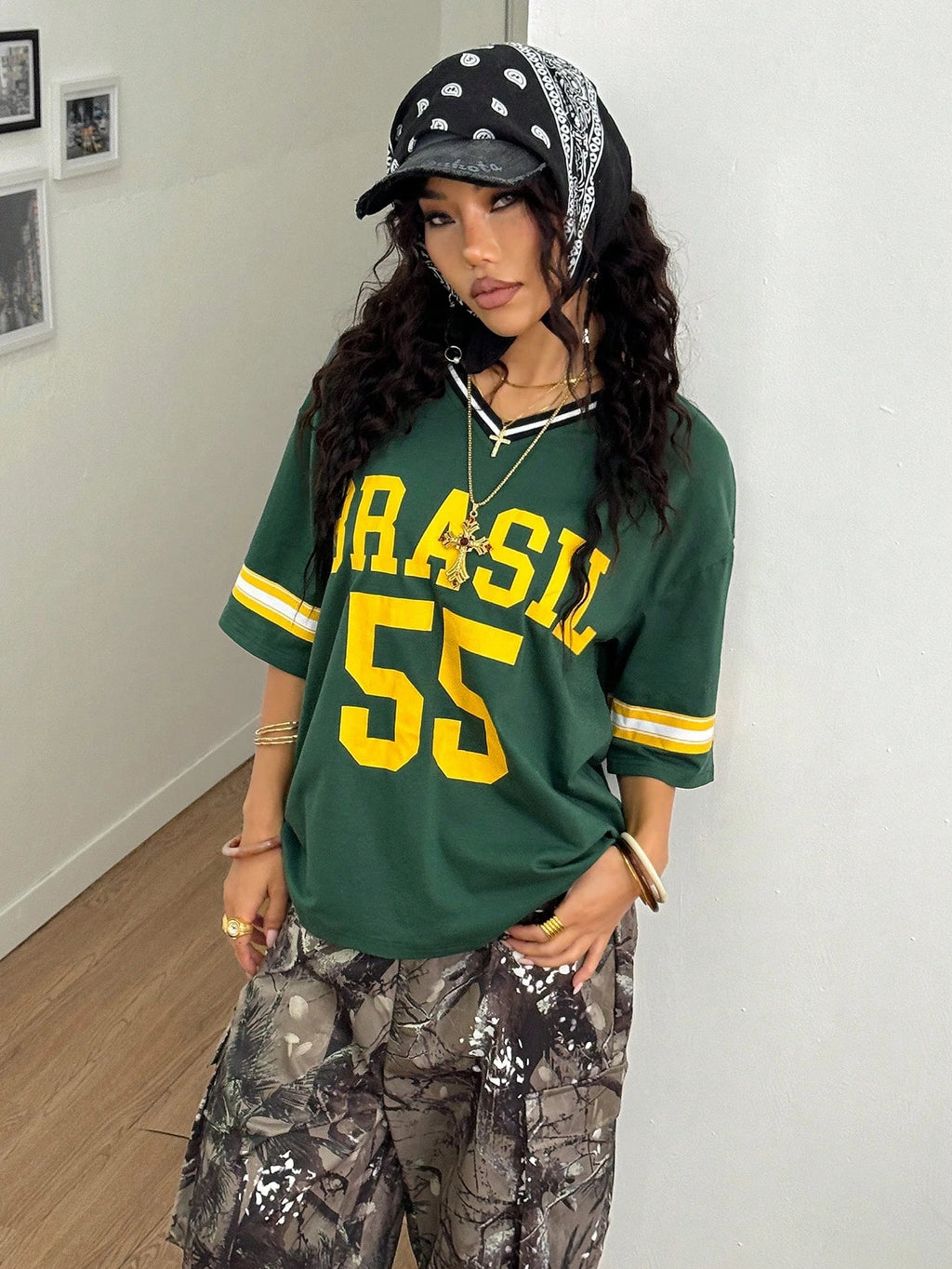 Brazil 55 Varsity Oversized Jersey Tee