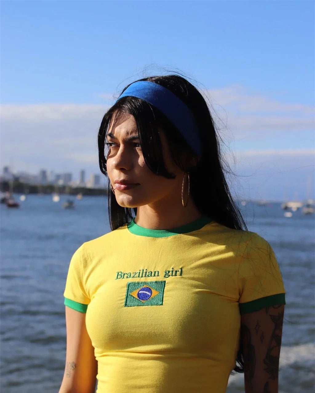 Brazil Embroidered Slim Tee