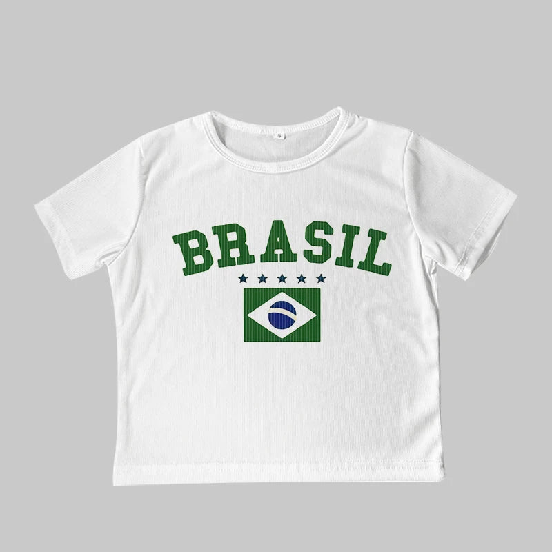 Brazil Graphic Crop Tee – Slim Fit