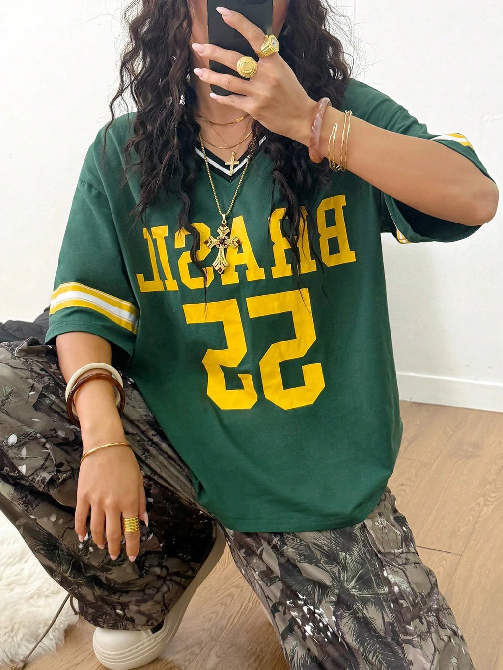 Brazil 55 Varsity Oversized Jersey Tee
