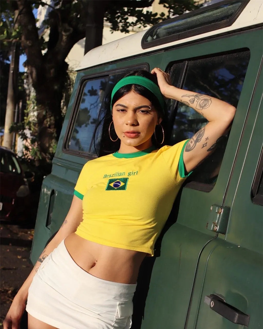 Brazil Embroidered Slim Tee